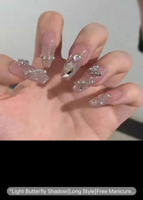 DIY Light Butterfly Shadow Long Style - Press On Nails - Country Beautie