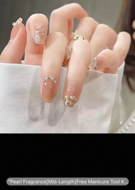 DIY Pearl Fragrance Mid Length Style - Press On Nails - Country Beautie