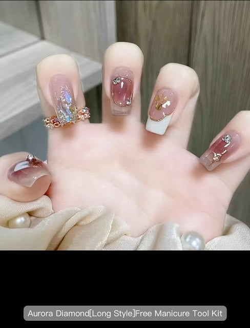 YAJIENA Aurora Diamond Long Style - Press On Nails - Country Beautie