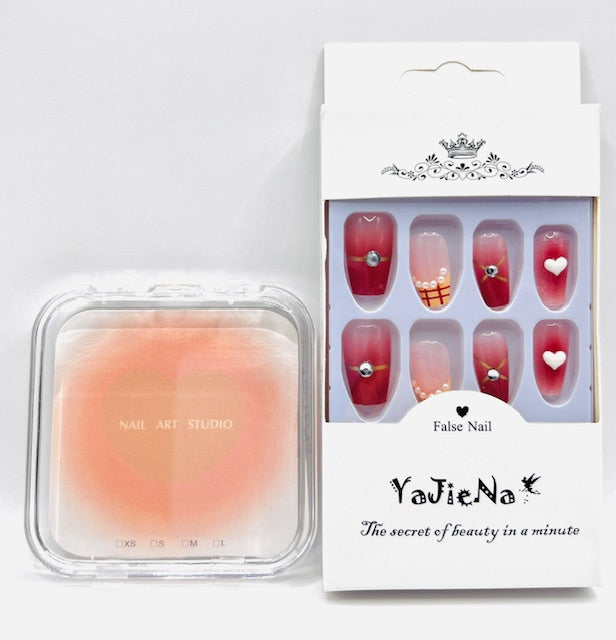 YAJIENA Pearl Plaid Mid Length Style - Press On Nails - Country Beautie
