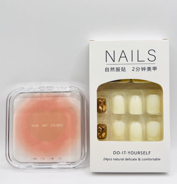 DIY Milky White Glitter Short Style - Press On Nails - Country Beautie