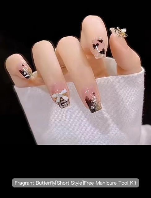 YAJIENA Fragrant Butterfly Short Style - Press On Nails - Country Beautie